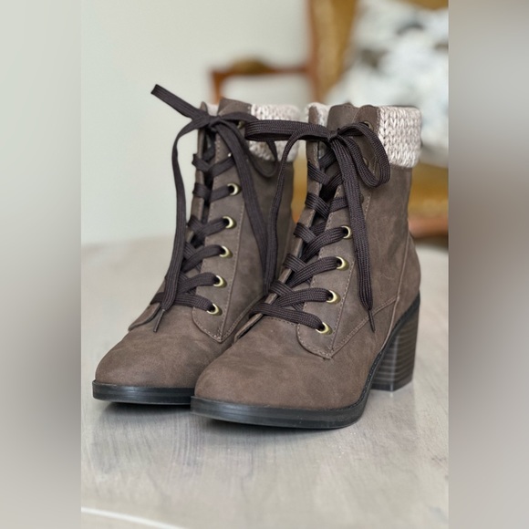 Call It Spring Brown Sweater Booties - Size 7.5 - Picture 2 of 5
